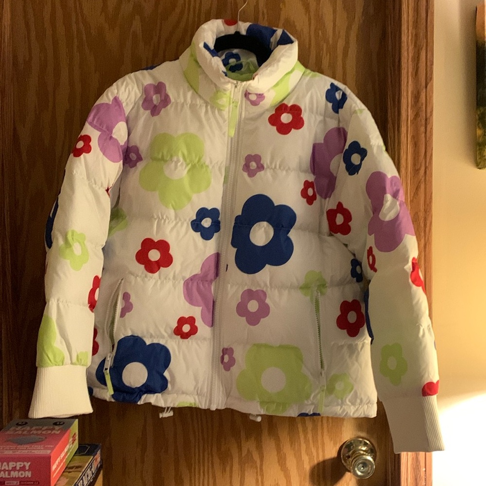 Puffer jacket, bold colors, statement piece